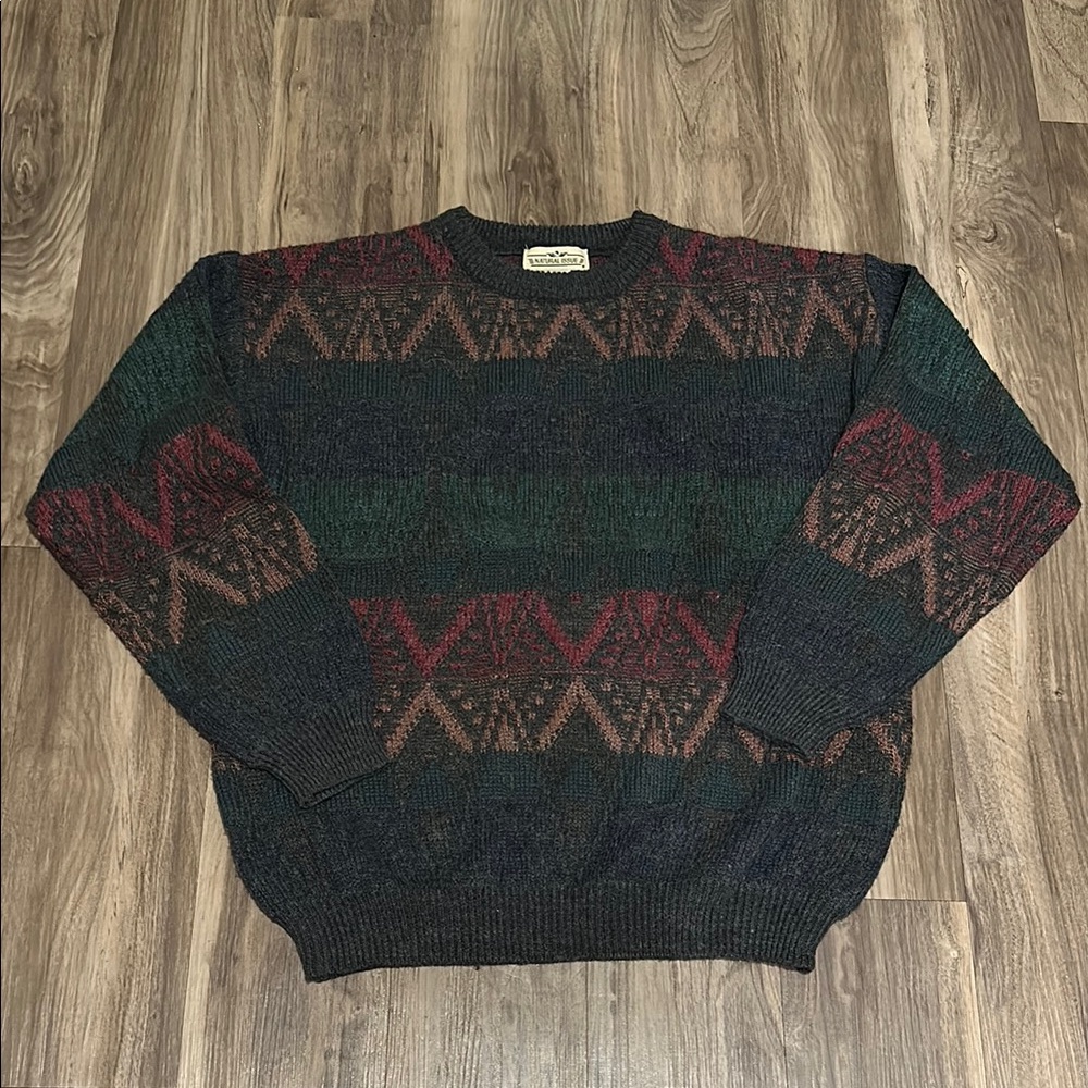🧶 Vintage Natural Issue Sweater - Bold Geometric Knit